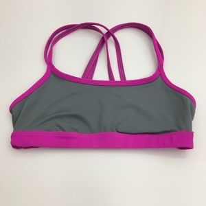 *Pink Victoria Secret Yoga Sports Bra Gray Fuchsia Barbie Workout Y2K Size XS
